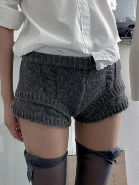 fashionCute Slimming Knit Shorts Solid Color Fashion Korean Women's Bottoms Casual Leisure Comfort Chic 2000s Outfits