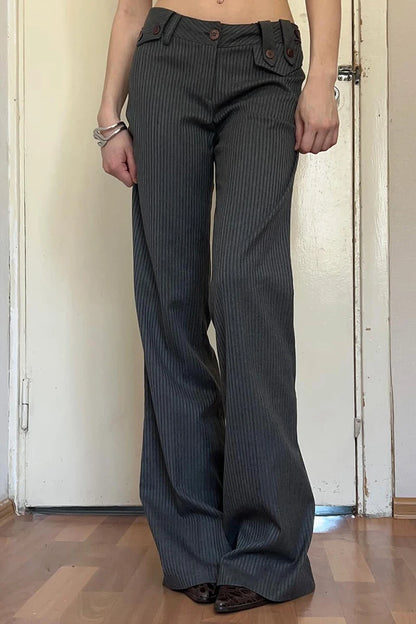 fashion Vintage Striped Casual Pants for Women Y2K Aesthetic Fashion Chic Trousers Casual Streetwear 90s Bottoms