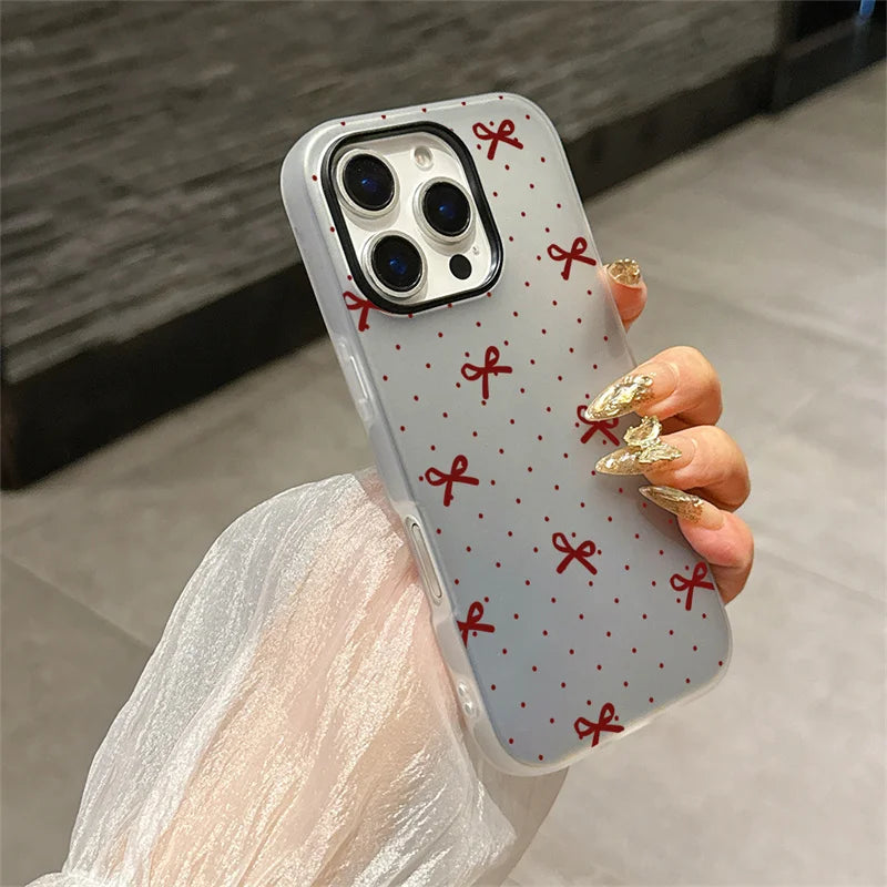 Phone Case For Huawei Honor 400 Pro Magic 6 Lite 90 Lite X9B X7B Polka Dot Red Bowknot Matte Soft Candy Full Protection Shell