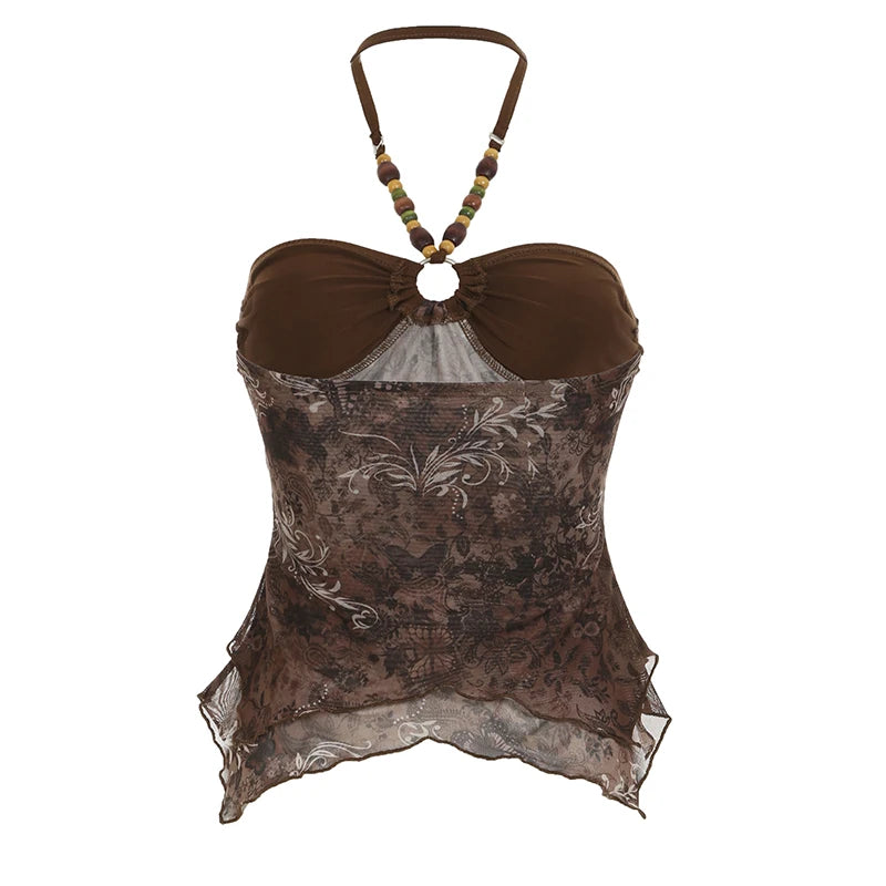 fashionHalter Neck Sext Tops Solid Basic Clubwear Fashion Slim Backless Cloth for Women Y2K Vintage 2000s Streetwear Tee