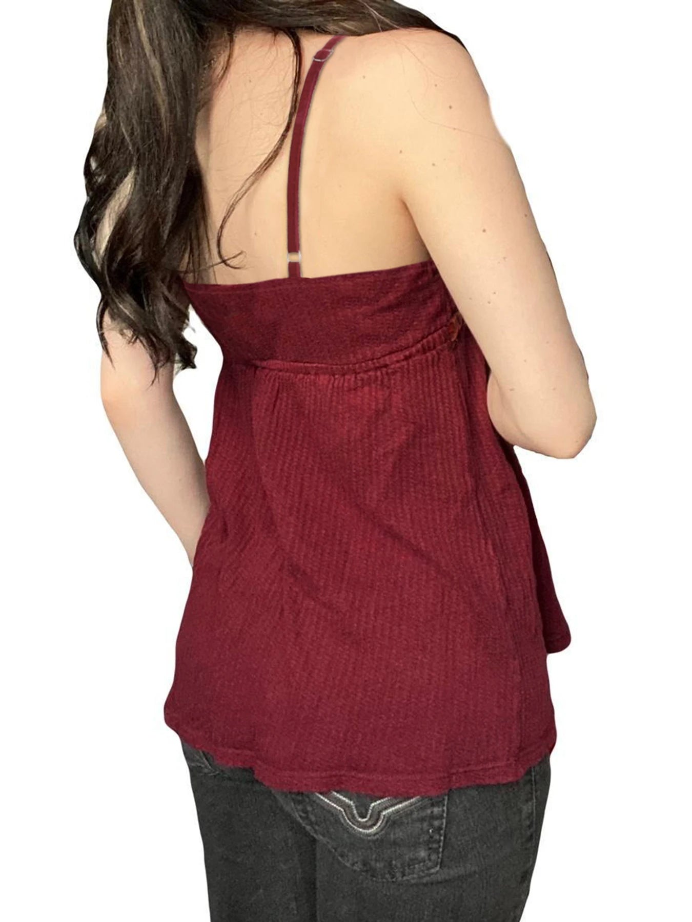 fashionSweet Bow Lace Camisoles Vintage Harajuku Chic Backless Red Tops Y2K Aesthetic Sleeveless Buttons Women's Outfits