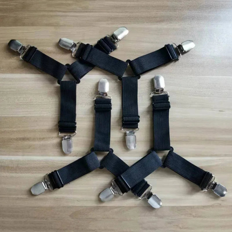 4Pcs/Set Elastic Bed Sheet Grippers Belt Fastener Bed Sheet Clips Mattress Cover Blankets Quilt Holder Textiles Organize Gadgets