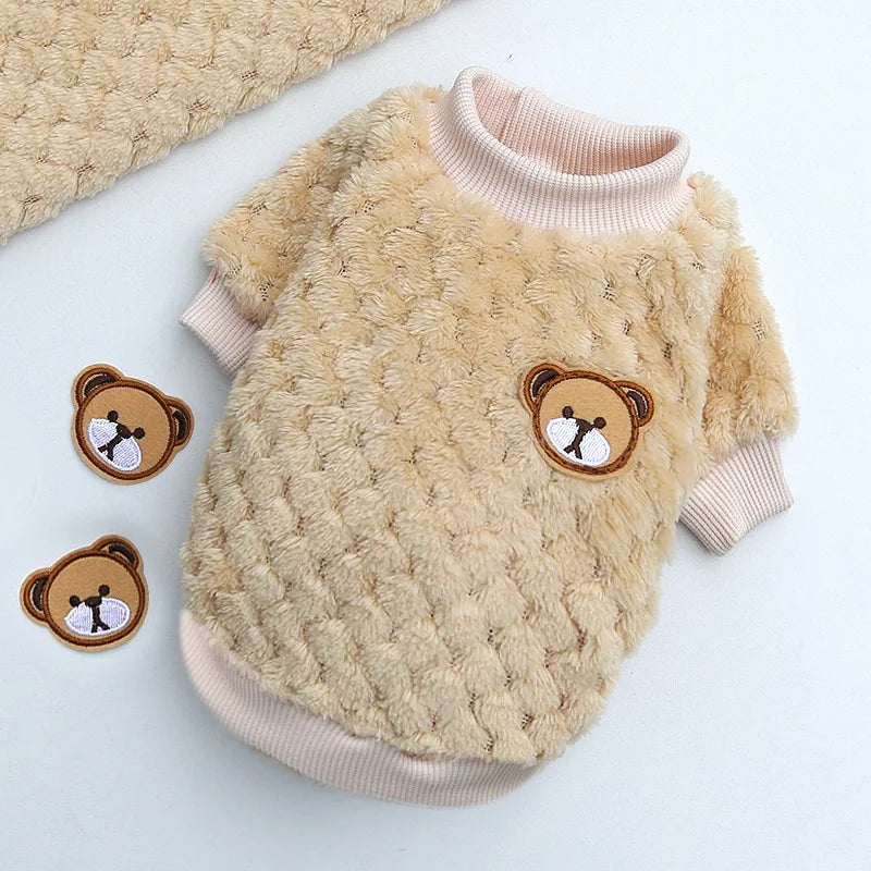 Bear Embroidery Pet Dog Vest Winter Warm Dog Clothes for Small Dogs Plush Puppy Cat Coat Yorkies Chihuahua Shih Tzu Pug Outfits