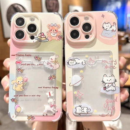 For Xiaomi Redmi Note 13 14 Pro Plus 12 11 10 Pro 12S 11S 9S 13C 12C 10C 9C 9A A2 A1 Clear TPU Flower Photo Card Holder Case