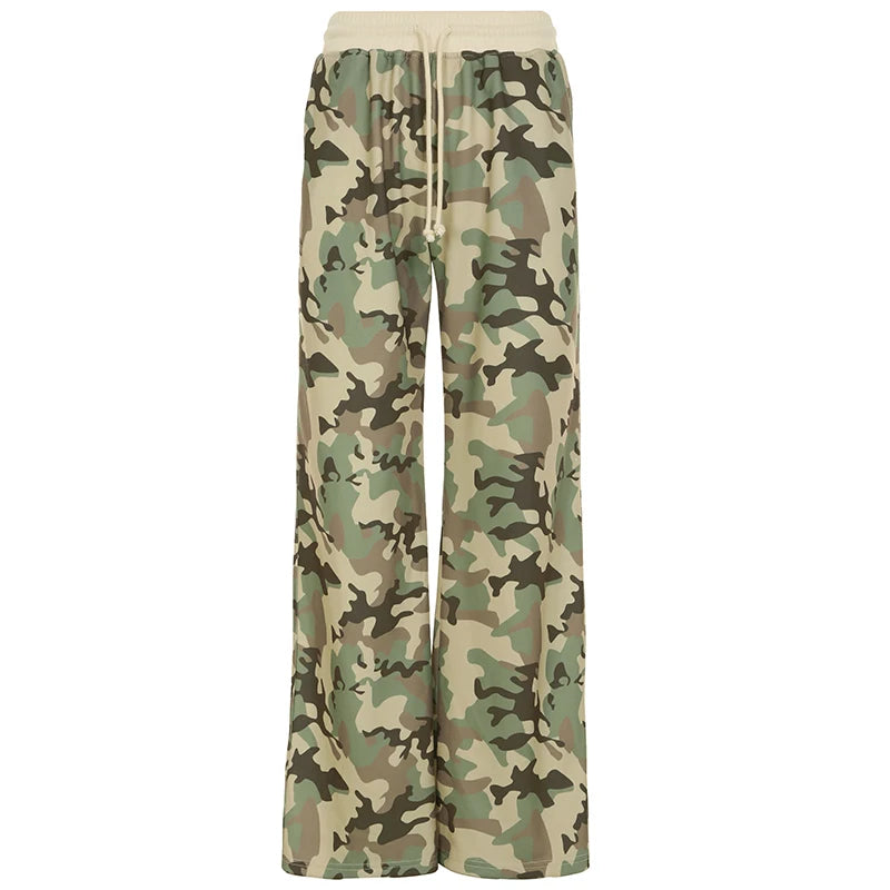 fashionLow Waisted Contrasting Camouflage Trousers Fashion Vintage Loose Pants Streetwear Casual Cute Women's Bottoms