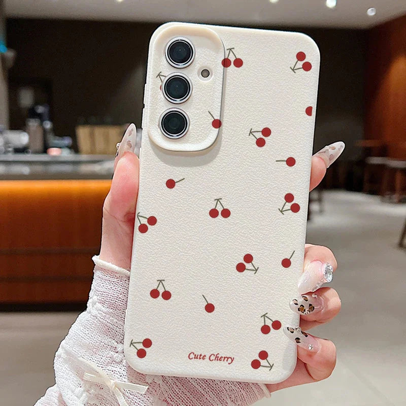 Phone Case For Xiaomi Redmi Note 14 13 12 Pro Plus Redmi A5 A3 14C Cover Cute Cherry Flower Lichee Pattern Full Protection Skin