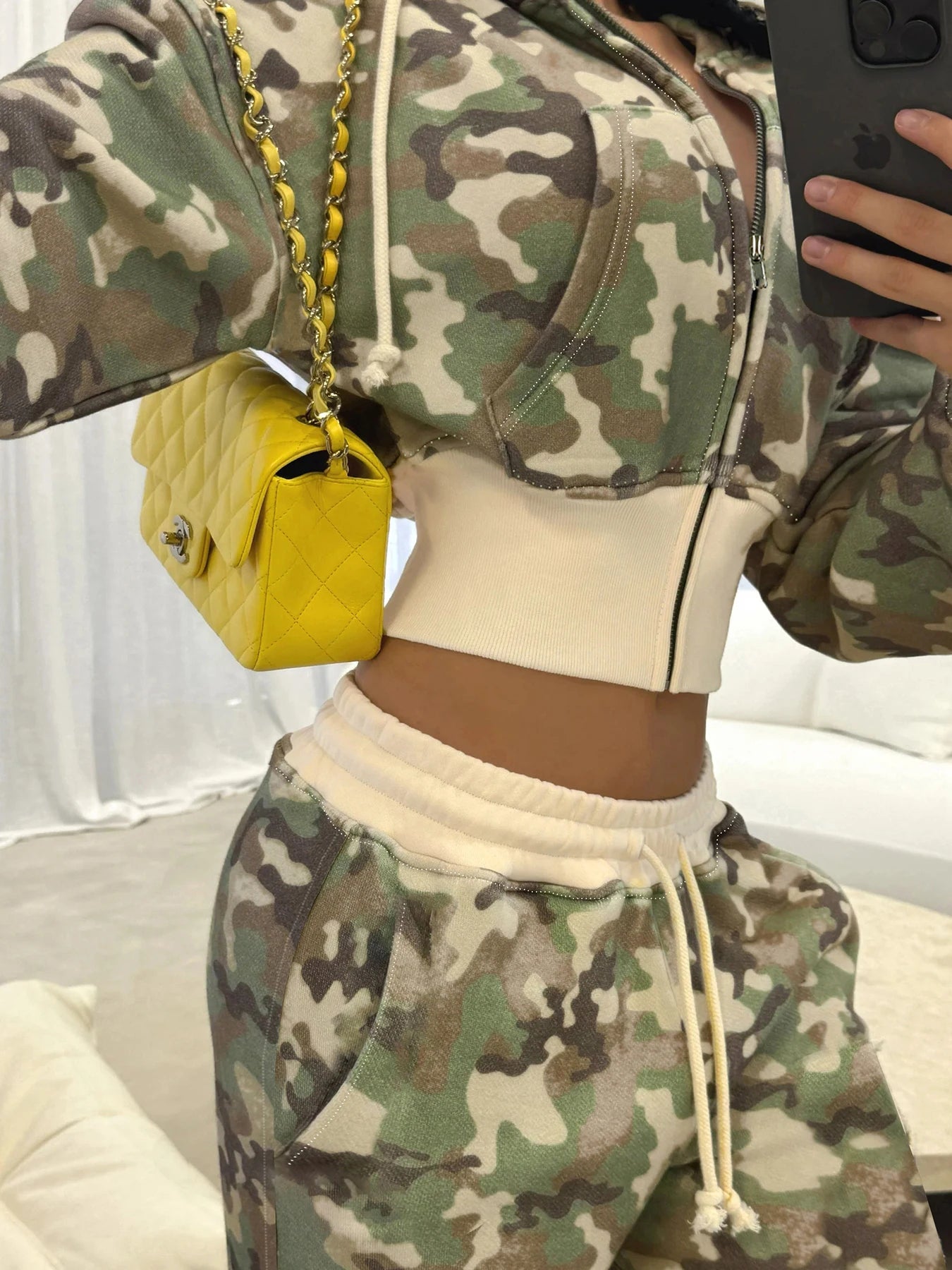 fashion Camouflage Hoodie Coats for Women Chic Fashion Front-pockets Casual Sweatshirts Winter Long Seelves Cute Jackets