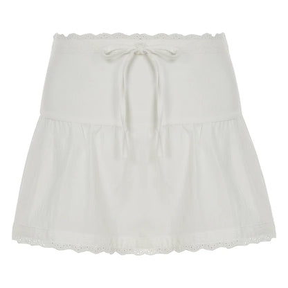 fashionLace Patchwork Fold Texture Solid Short Skirt Slim Zip All-match Casual Streetwear Outfits Hottie Basic Bottoms