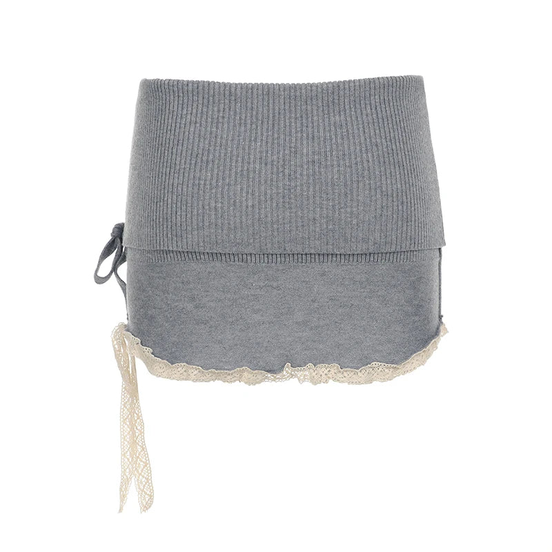 fashion Preppy Style Solid Button Lace Mini Skirts Y2K Aesthetic Korean Fashion Bottoms Solid Vacation Slim Cute Bottoms