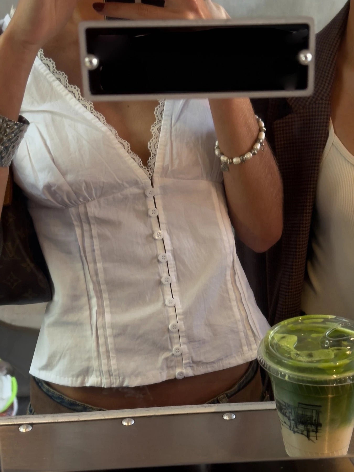 fashion Lace Patchwork Solid Blouses for Women Single-breasted Fashion Slim Clothes Streetwear V-neck Short Sleeves Tops