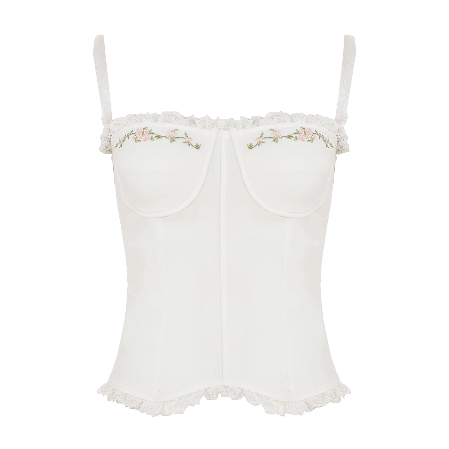 fashionFloral Embroidery Summer Camisole Backless Slim Sexy Hottie Casual Sleeveless Crop Tops Basic Streetwear Clothings