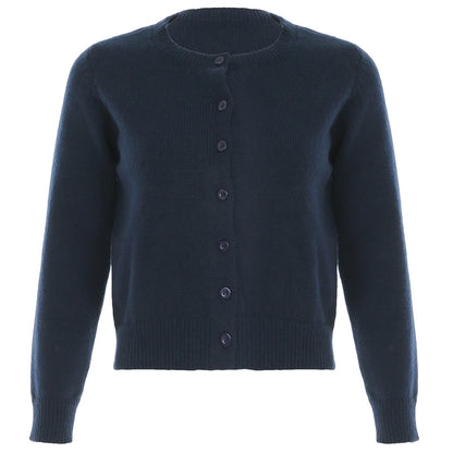 fashion Y2K Solid Aesthetic Cardigans All-match Single-breasted Chic Knit Coats Fashion Casual Korean Cute Women's Sweater