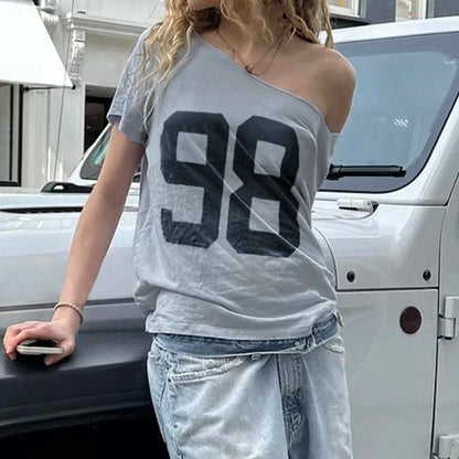 fashion Loose Digital Print Tee Shirts Casual Streetwear Short Sleeves Women's Tops Fashion Harajuku Korean Y2K Clothings
