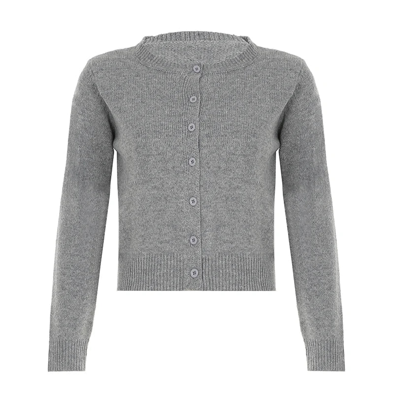 fashion Y2K Solid Aesthetic Cardigans All-match Single-breasted Chic Knit Coats Fashion Casual Korean Cute Women's Sweater