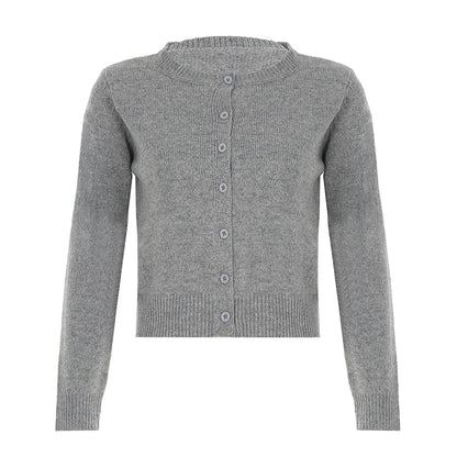 fashion Y2K Solid Aesthetic Cardigans All-match Single-breasted Chic Knit Coats Fashion Casual Korean Cute Women's Sweater