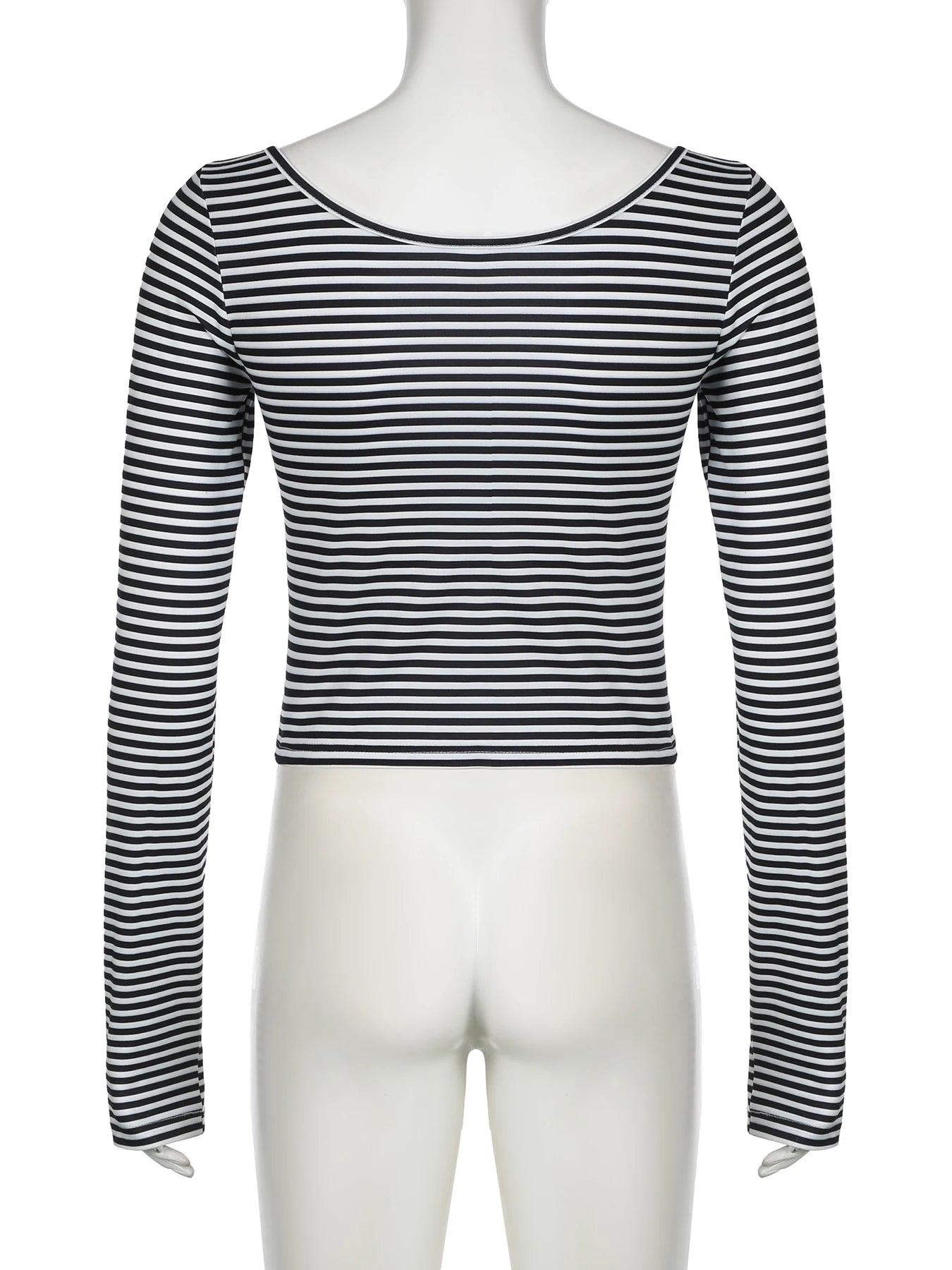 fashionStripe All-match Basic Slim Tshirt Vintage Streetwear Korean Casual Fashion Clothings Elastic Cropped Elegant Tops
