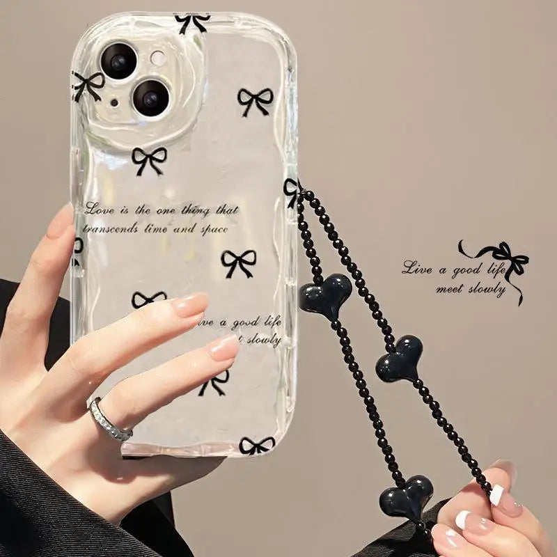 3D Flower Chain Lanyard Phone Case For Redmi Note 13 Pro Plus 5G 13C 4G Soft Wavy Edge Oil Painting Flowers Protective Cover
