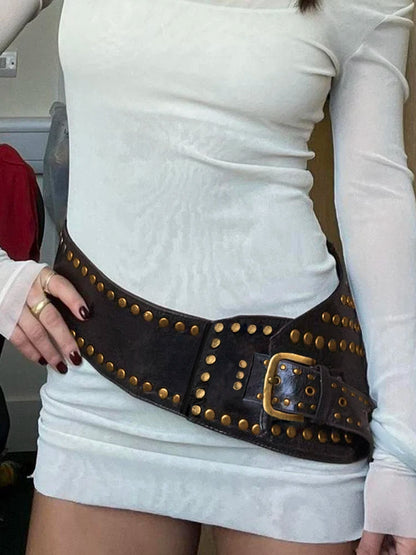 fashion Retro Fashion Aesthetic PU Belts Vintage Solid Chic Streetwear Casual Belts 90s Y2k Rock Adjustable Accessories