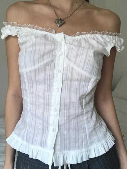 fashion Lace-up Solid Sexy Button Tees Slim Casual All-match Harajuku Fashion Women's Top Korean Style Aesthetic Clothings