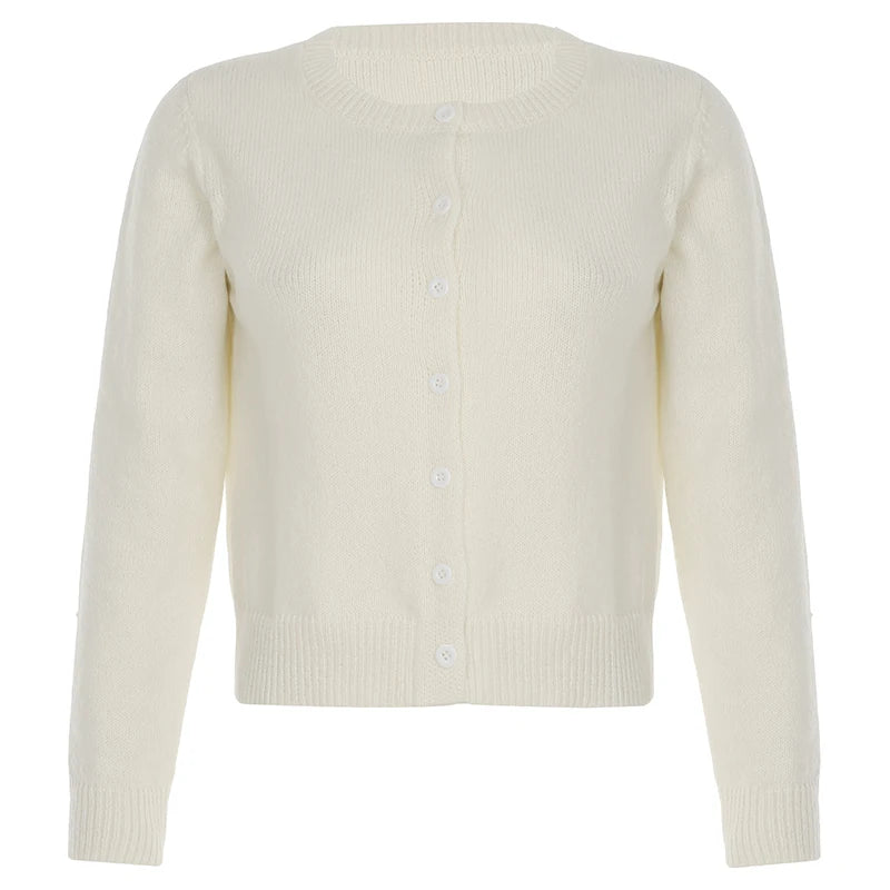 fashion Y2K Solid Aesthetic Cardigans All-match Single-breasted Chic Knit Coats Fashion Casual Korean Cute Women's Sweater