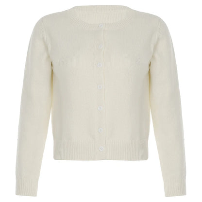 fashion Y2K Solid Aesthetic Cardigans All-match Single-breasted Chic Knit Coats Fashion Casual Korean Cute Women's Sweater