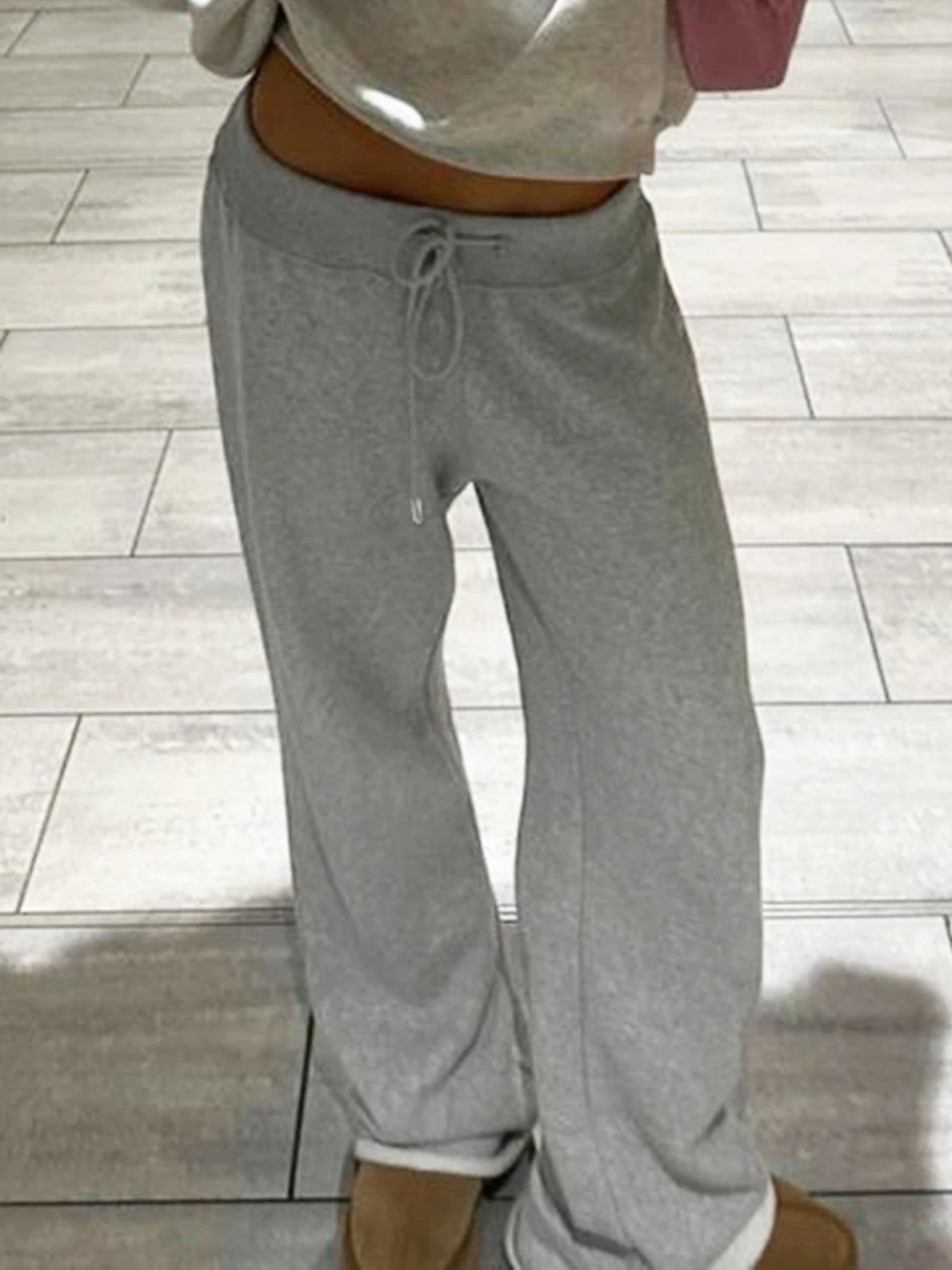 fashion Solid Streetwear Joggers Sweatpants for Women Lace-up 90s Fashion Straight Pants Casual Y2K Aesthetic Cute Bottoms