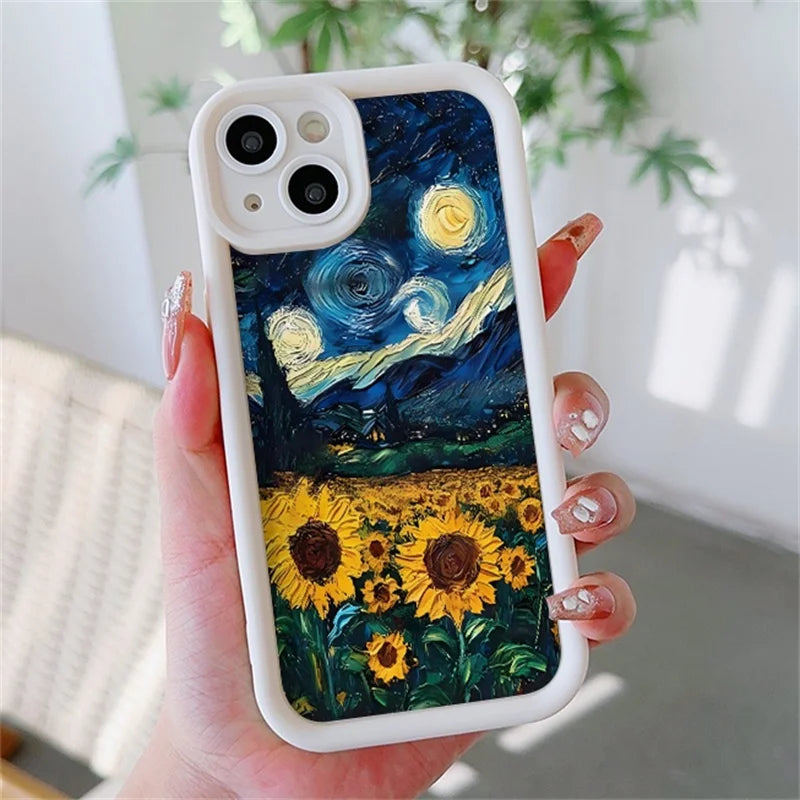 Case for Motorola Moto Edge 50 Pro 60 Fusion 40 NEO G84 G54 G75 G35 G85 5G G32 G52 G60 Silicone INS Starry Sky Sunflowers Cover