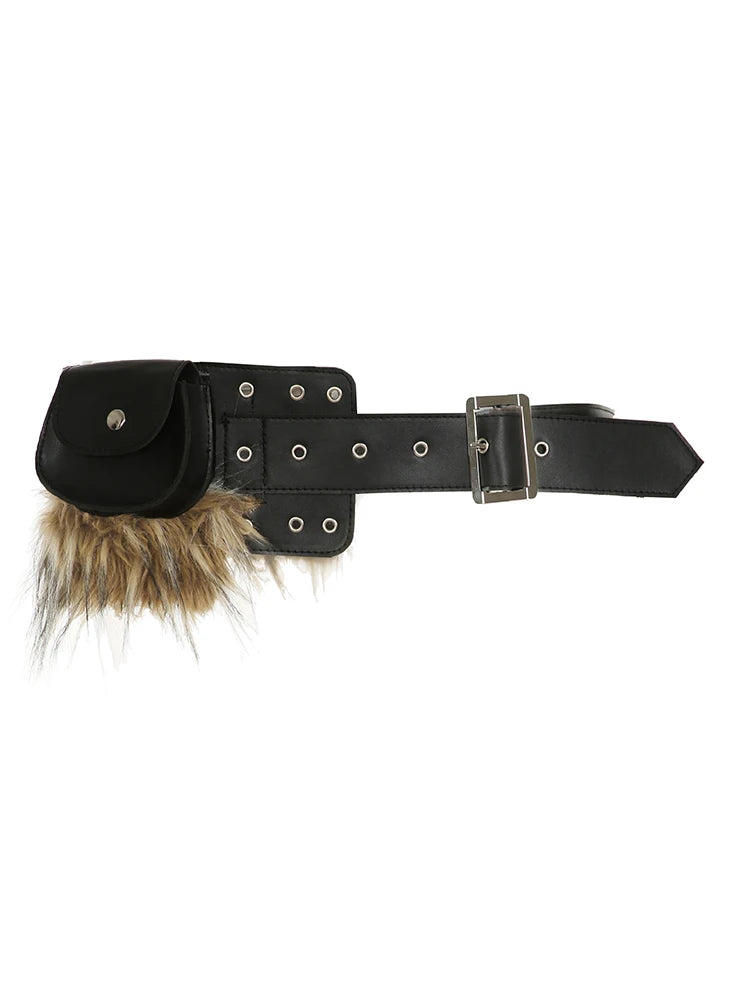 fashionVintage Furry Chic Fringe Adjustable Accessorie Belt Solid Chic PU Sashe Korean Y2K Fashion Aesthetic Sashes Belts