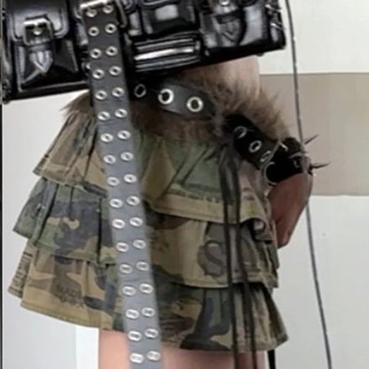 fashion Fur Patchwork   Aesthetic Belts Vintage Chic Hole Adjustable Accessories Retro Casual Rock Style Leather Belts
