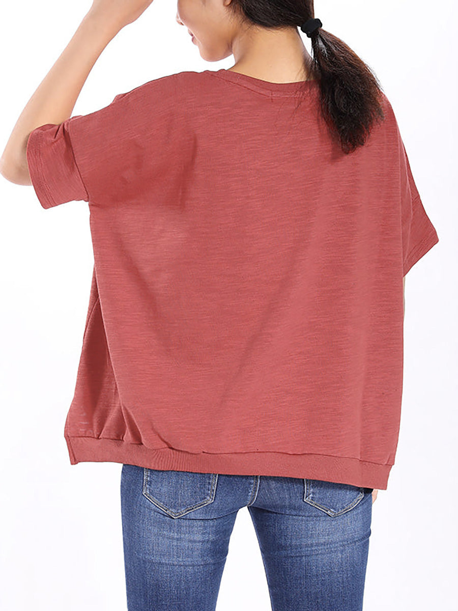 Plus Size Short Sleeve Sunflower Printed T-shirt