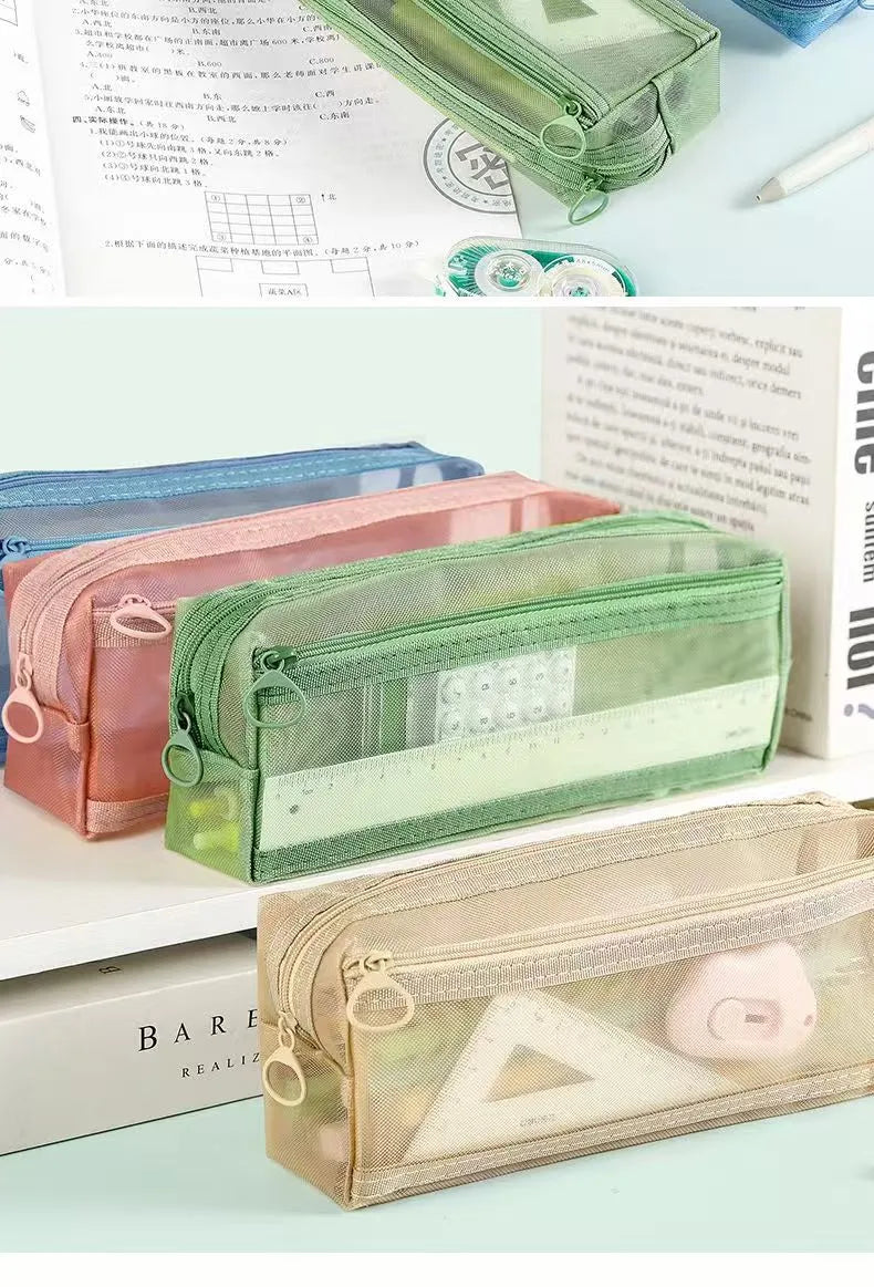 Transparent Polyester Pencil Case For Learning, Durable And Lightweight Stationery Organizer