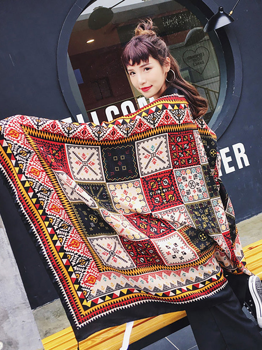 Vintage Sunscreen Tasseled Printed Traveling Floral Shawl Scarf