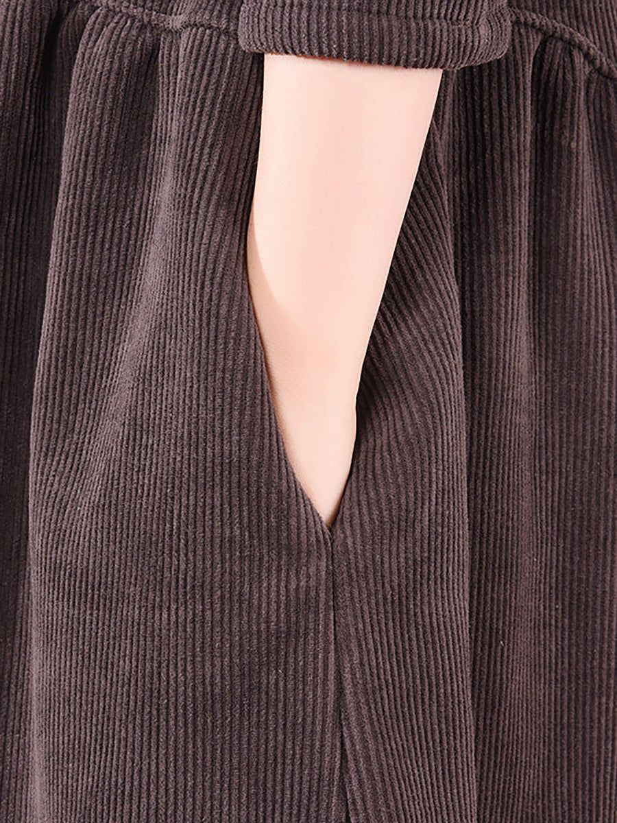 Plus Size Winter Thicken Warm Corduroy Dress Coat