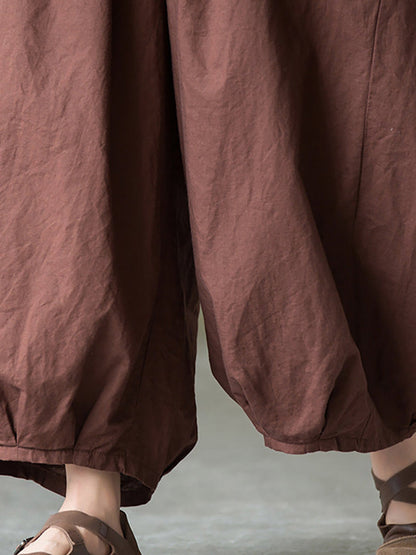 Plus Size  Women Cotton Linen Pocket Casual Lantern Pants