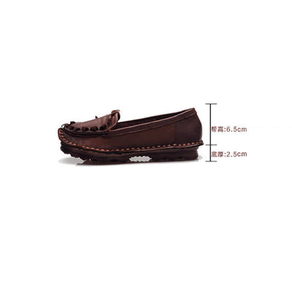 Women Spring Summer Retro Leather Weaving Shoes