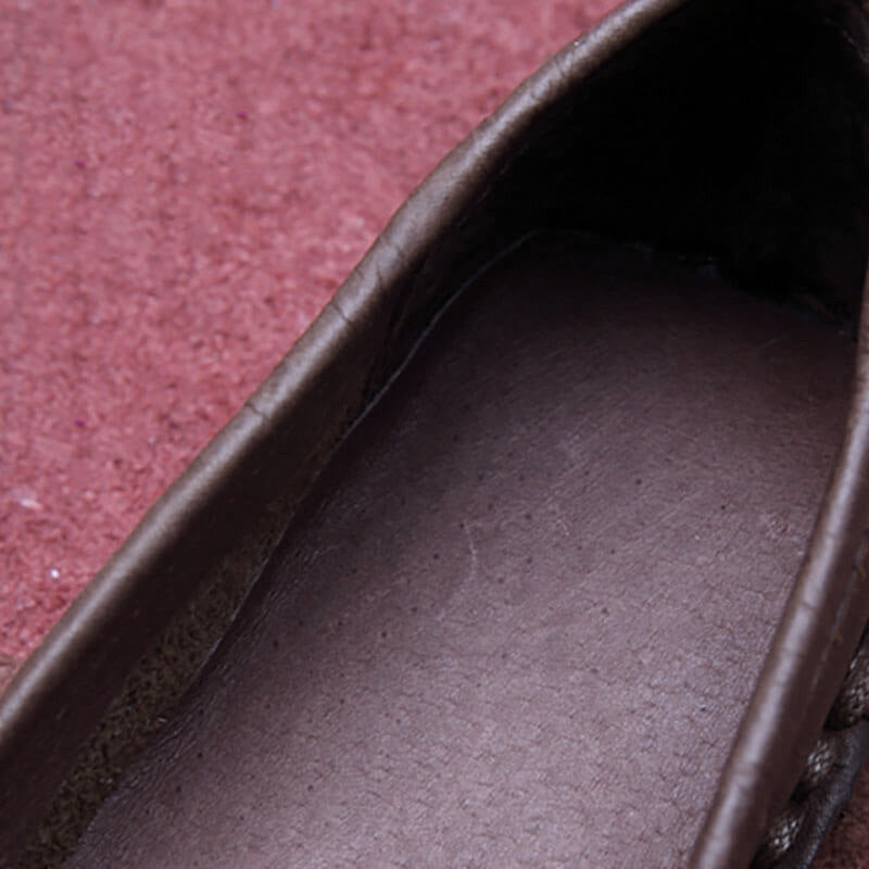 Women Spring Summer Retro Leather Weaving Shoes