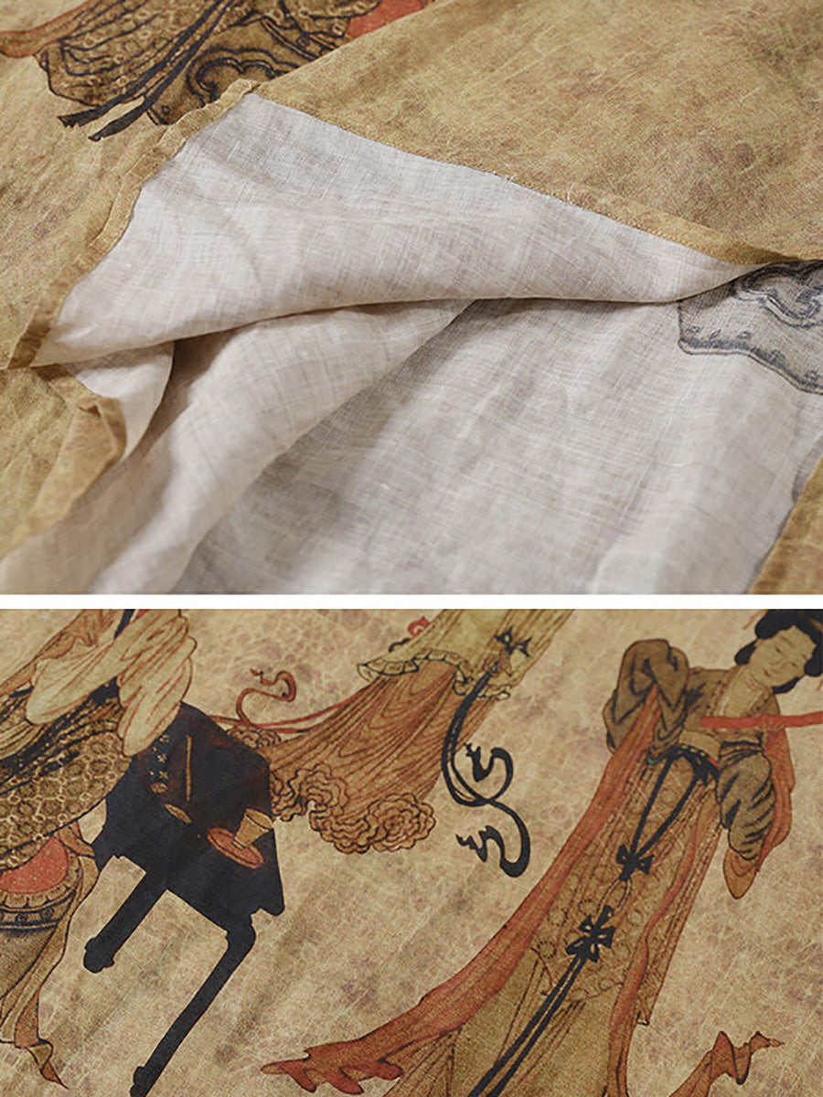 Plus Size Women Vintage Casual O-Neck Maxi Dress