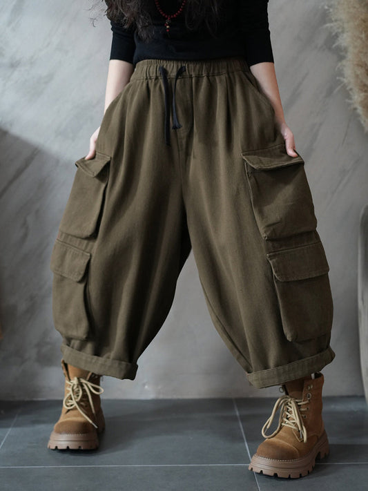 Women Spring Casual Pure Color Harem Pants