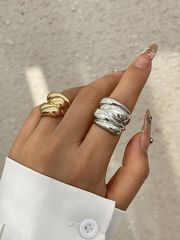 Geometric Shiny Solid Color Rings Accessories