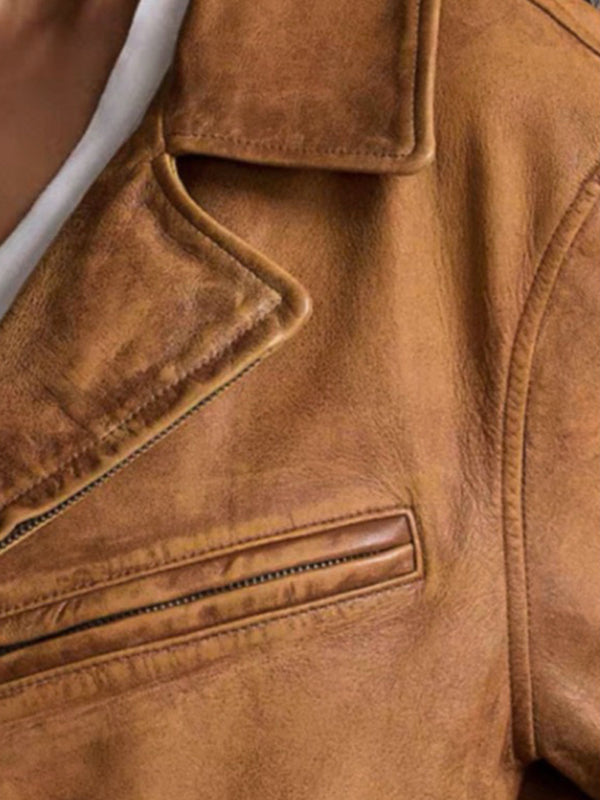 Long-Sleeved Baggy Solid Color Lapel Jacket