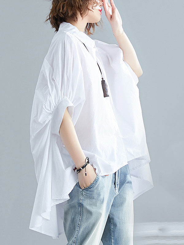 Irregular High-Low Oversize Batwing Sleeve Shirt