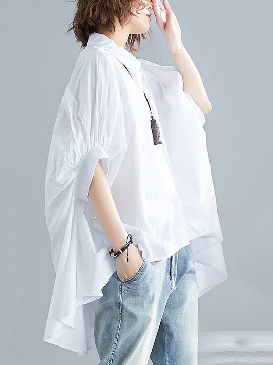 Irregular High-Low Oversize Batwing Sleeve Shirt