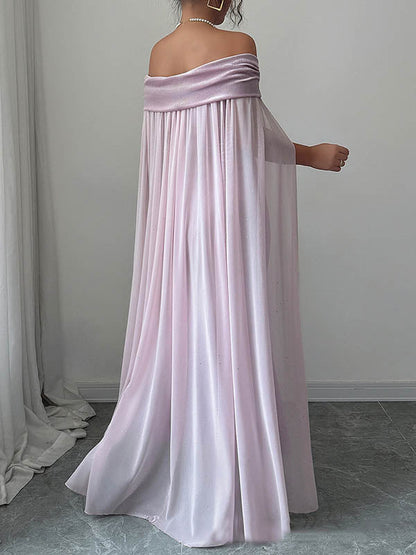 Bodycon Cape Solid Color Velvet Off-the-shoulder Midi Dresses