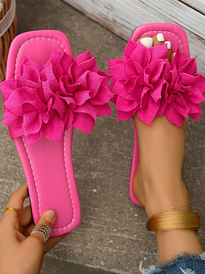 Flower Shape Open Toe Split-Joint Flat Shoes Slippers