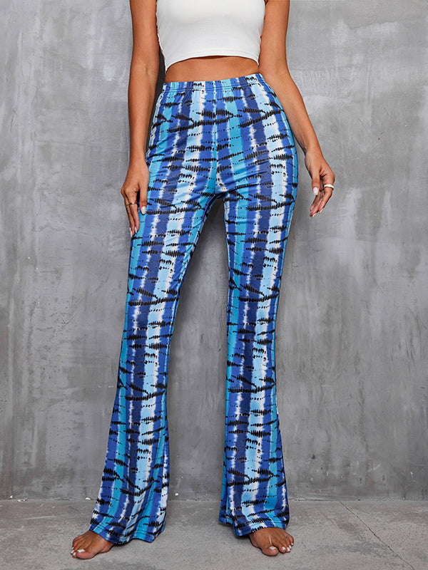 High Waisted Skinny Elasticity Printed Split-Joint Pants Trousers