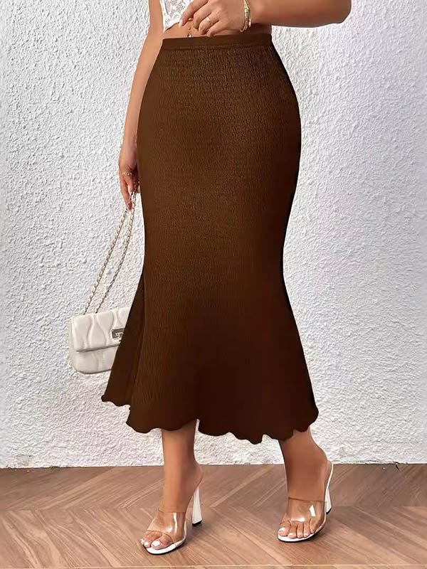 High Waisted Loose Elasticity Solid Color Skirts