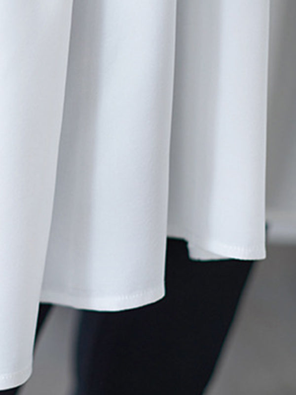 Loose Ruffle Sleeves Ruffled Solid Color Peter Pan Collar Blouses&Shirts Tops