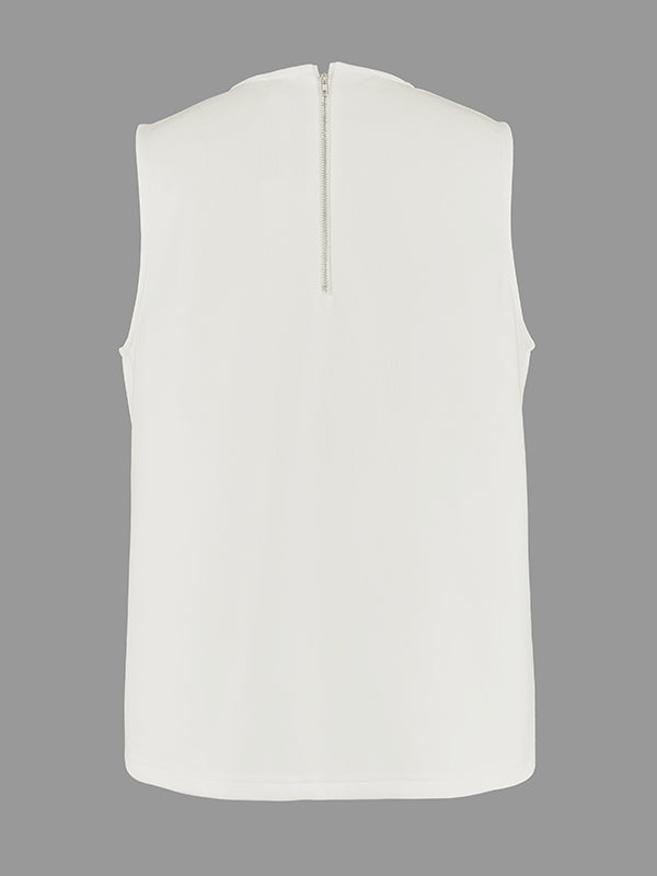 A-Line Loose Solid Color Split-Joint Round-Neck Vest Top