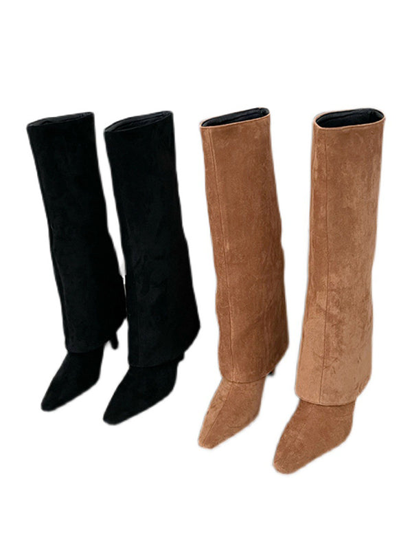 Stilettos Pointed-Toe Solid Color Boots