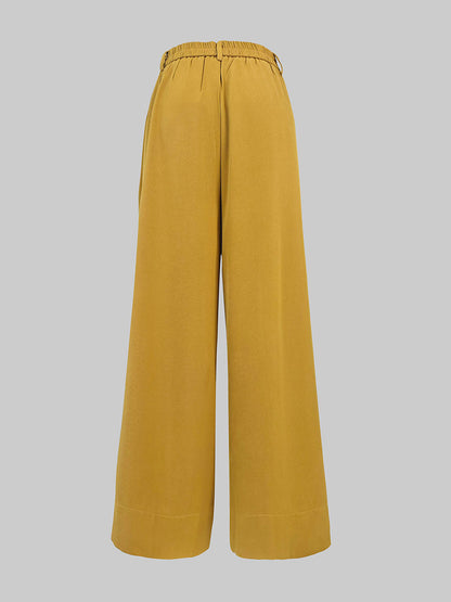 High Waisted Wide Leg Solid Color Split-Joint Pants Trousers